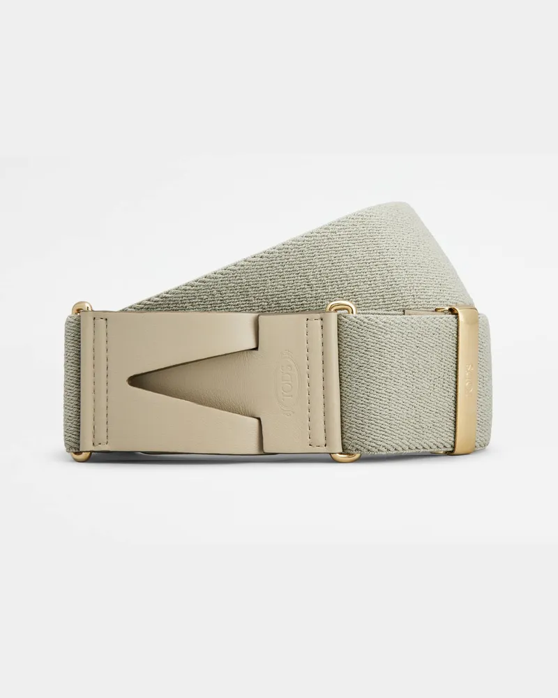 TOD'S Gürtel aus Canvas und Leder, BEIGE, 80 - Belts Beige