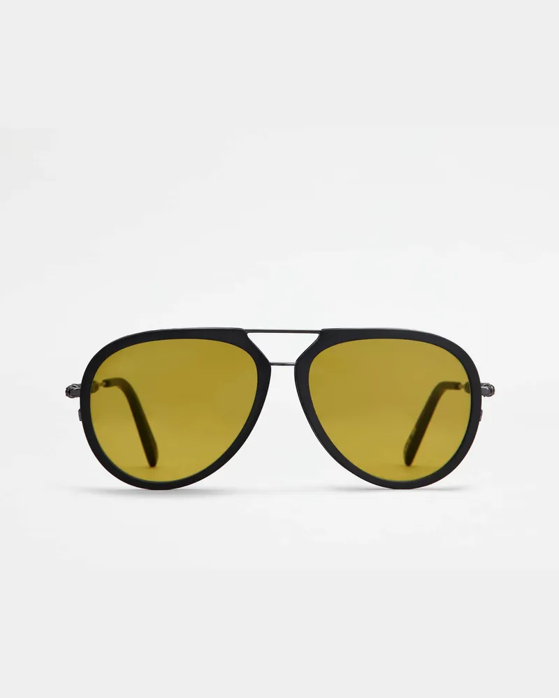 TOD'S Sonnenbrille mit Lederbügeln, GRAU,  - Sunglasses Grau