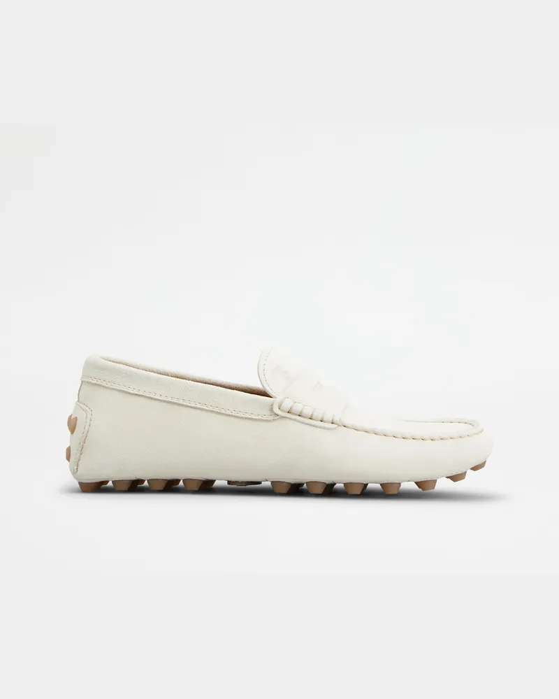 TOD'S Mokassins Gommino Bubble aus Veloursleder, WEISS Shoes Weiss