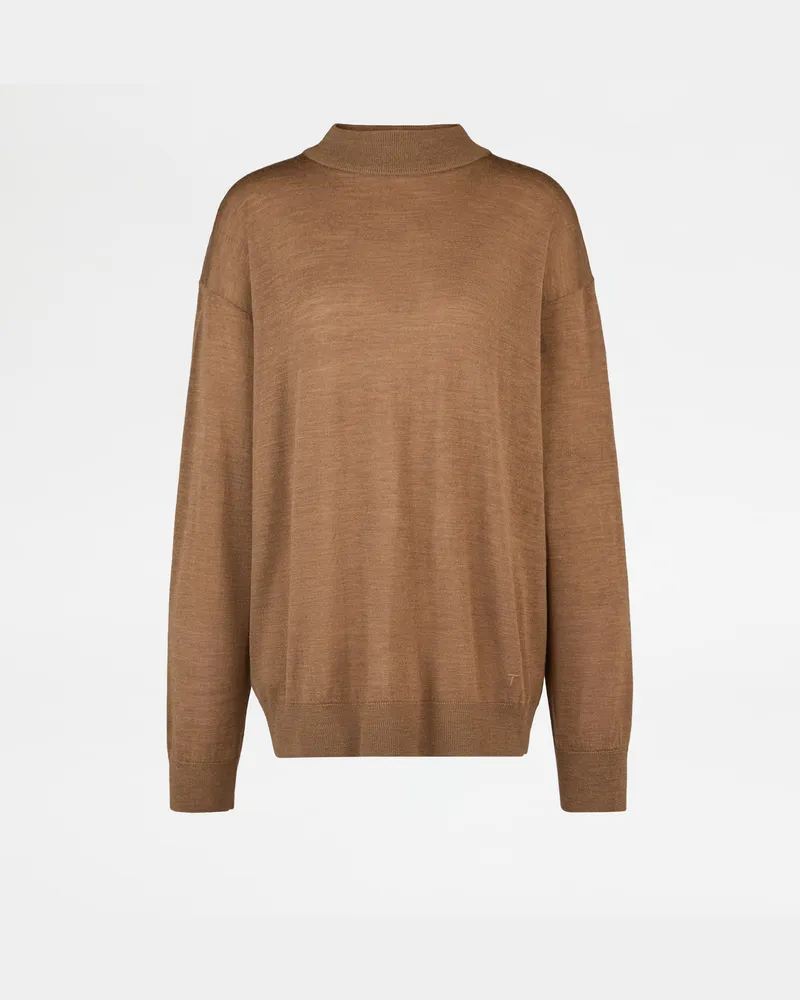 TOD'S Rundhalspullover aus Wolle, BRAUN Knitwear Braun