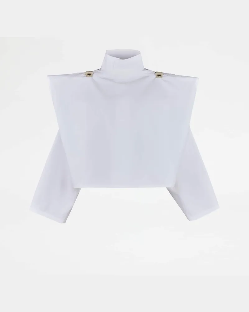 TOD'S Tod Kurzes Cape aus Popeline, WEISS Coat / Trench Weiss