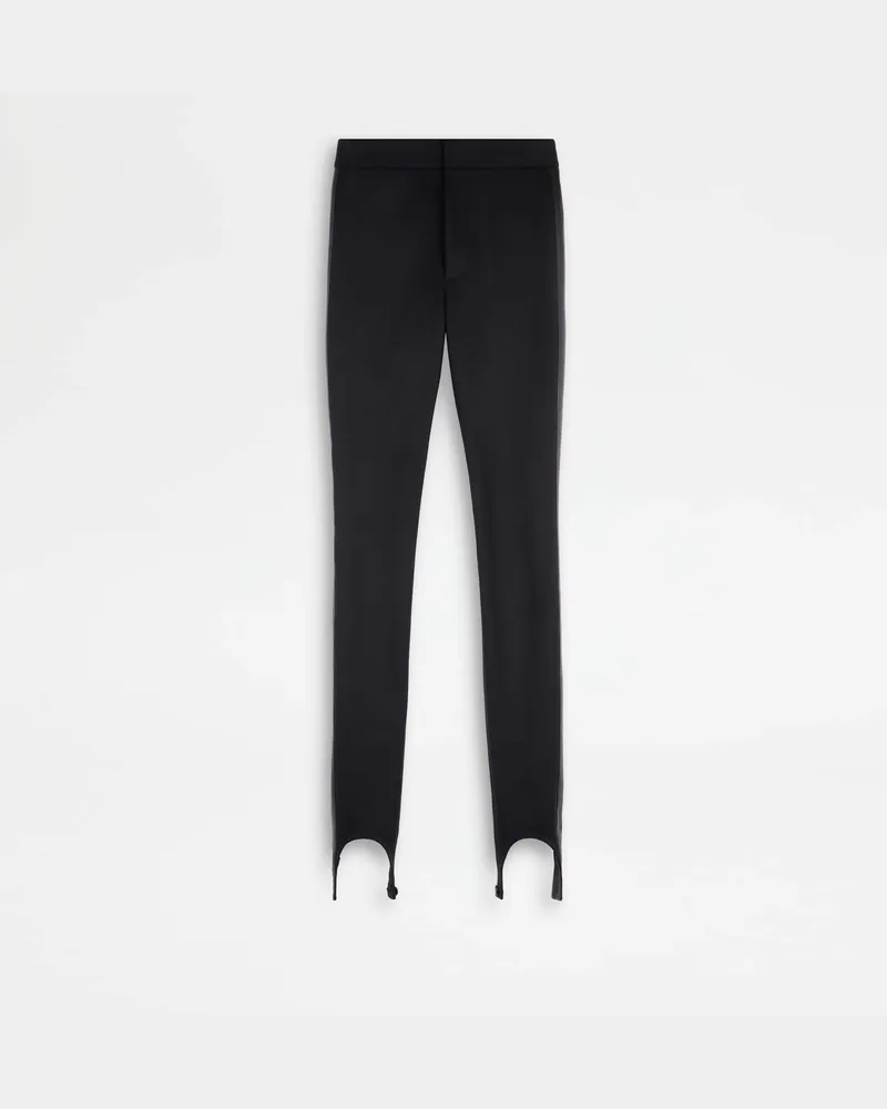 TOD'S Stretch-Hose mit Lederstreifen, SCHWARZ Trousers Schwarz