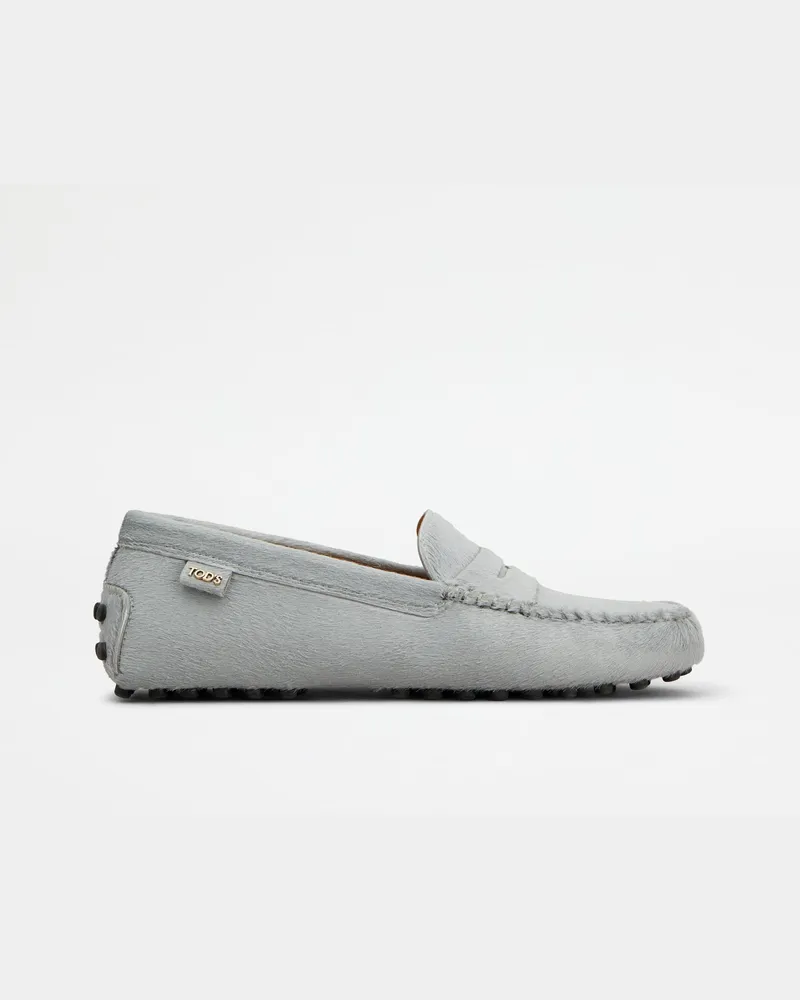 TOD'S Mokassins Gommino aus Leder in Ponyfell-Optik, GRAU Shoes Grau