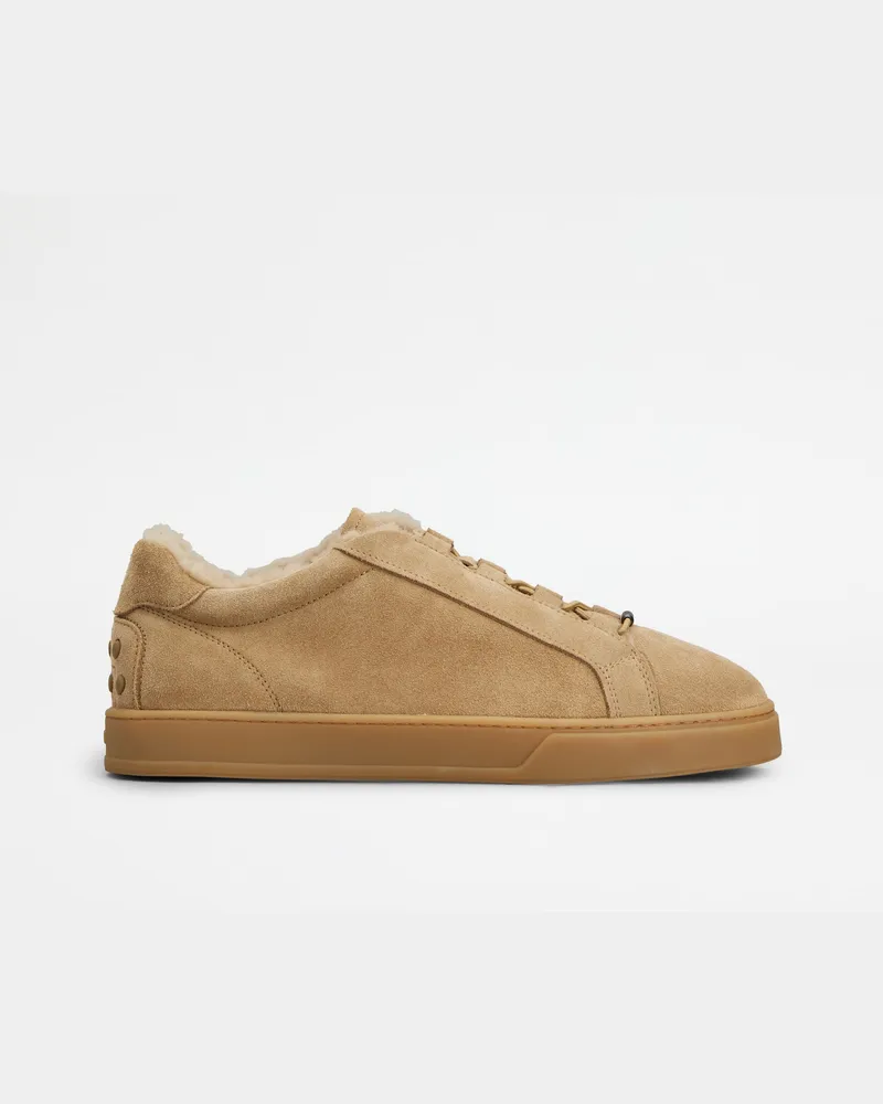 TOD'S Sneakers aus Veloursleder - Futter aus Lammfell, BEIGE Shoes Beige