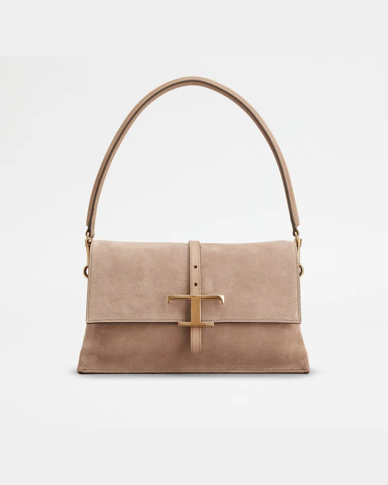 TOD'S Flap-Tasche T Timeless aus Veloursleder Mini, NATUR,  - Bags Natur
