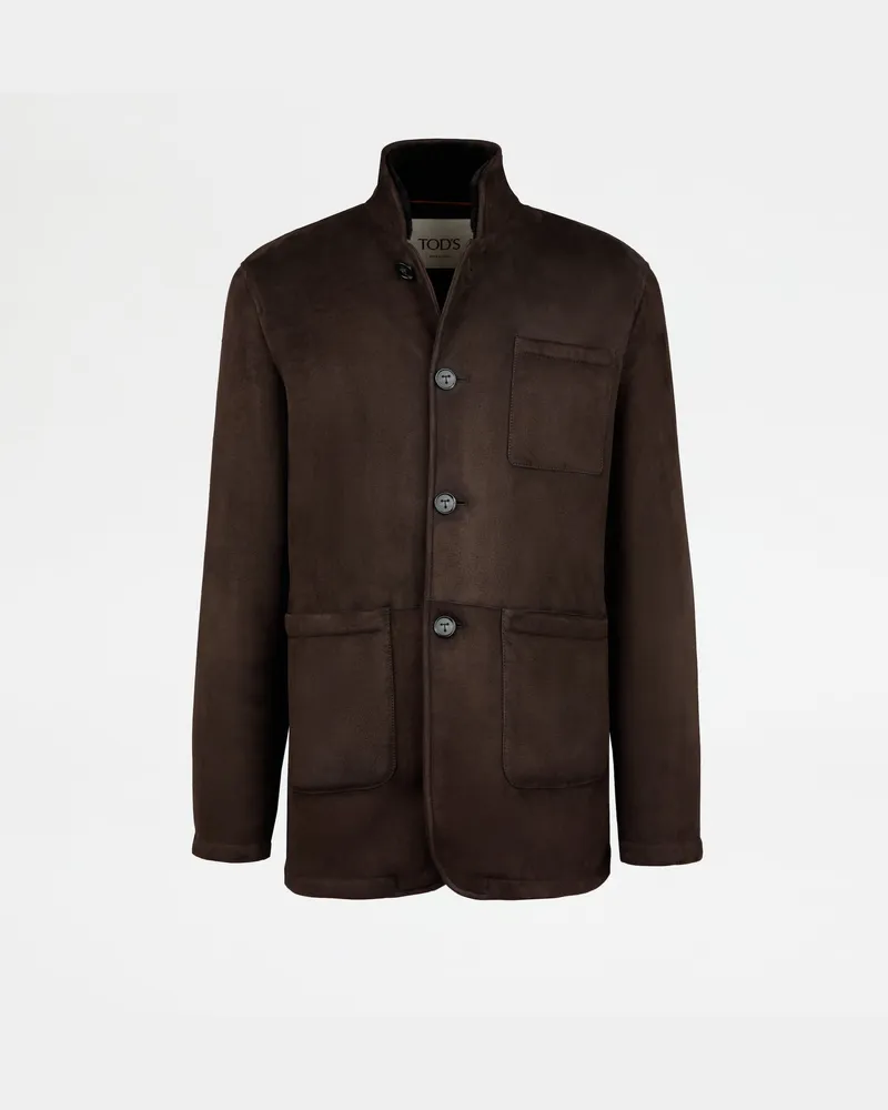 TOD'S Jacke Castello aus Shearling-Veloursleder, BRAUN, XX - Coat / Trench Braun