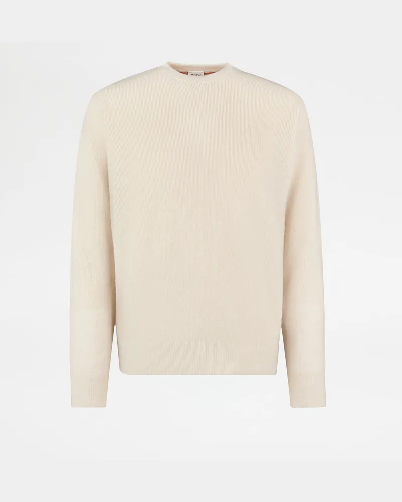 TOD'S Rundhalspullover aus Kaschmir, WEISS Knitwear Weiss
