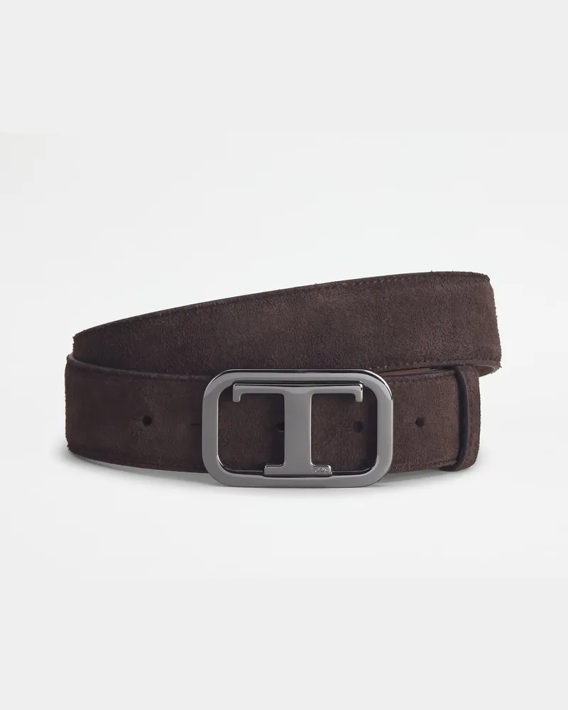 TOD'S Gürtel aus Veloursleder, BRAUN, 95 - Belts Braun