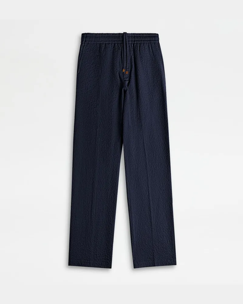 TOD'S Hose aus Seersucker-Baumwolle, BLAU, XX - Trousers Blau