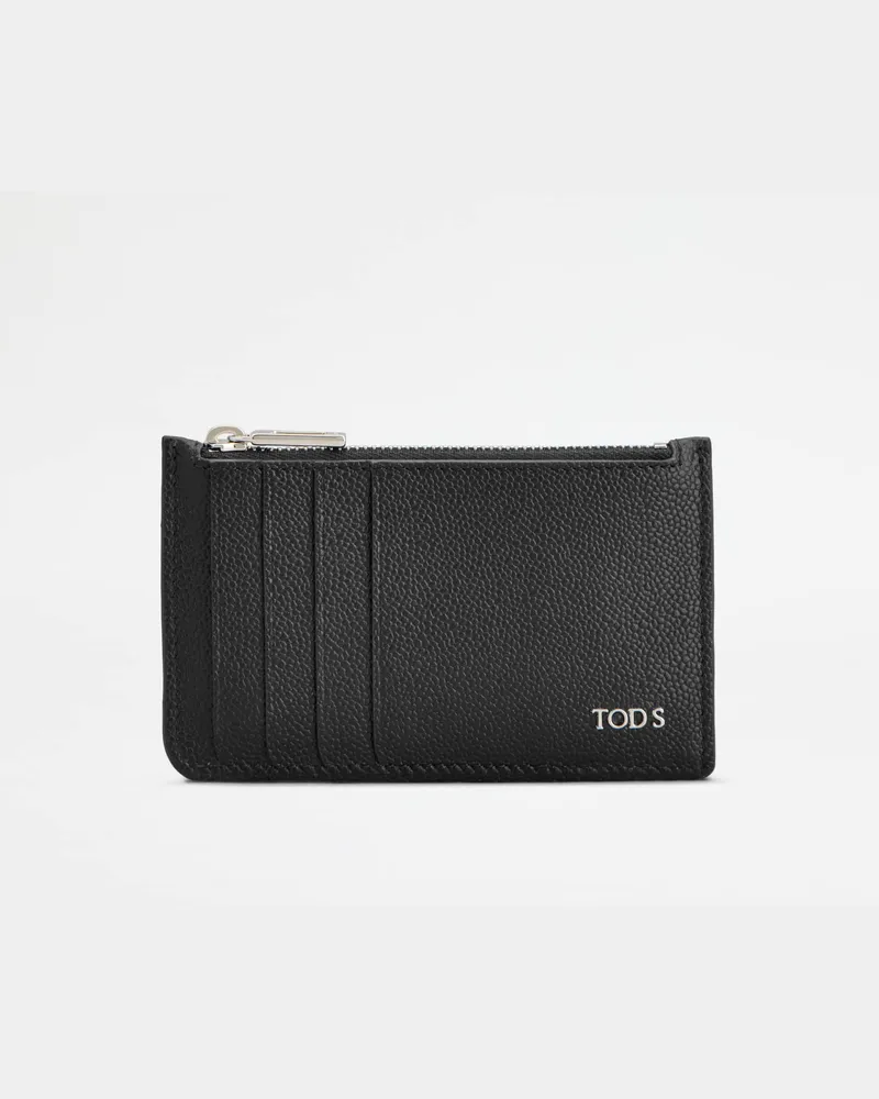 TOD'S Kartenetui mit Reißverschluss aus Leder, SCHWARZ,  - Wallets Schwarz