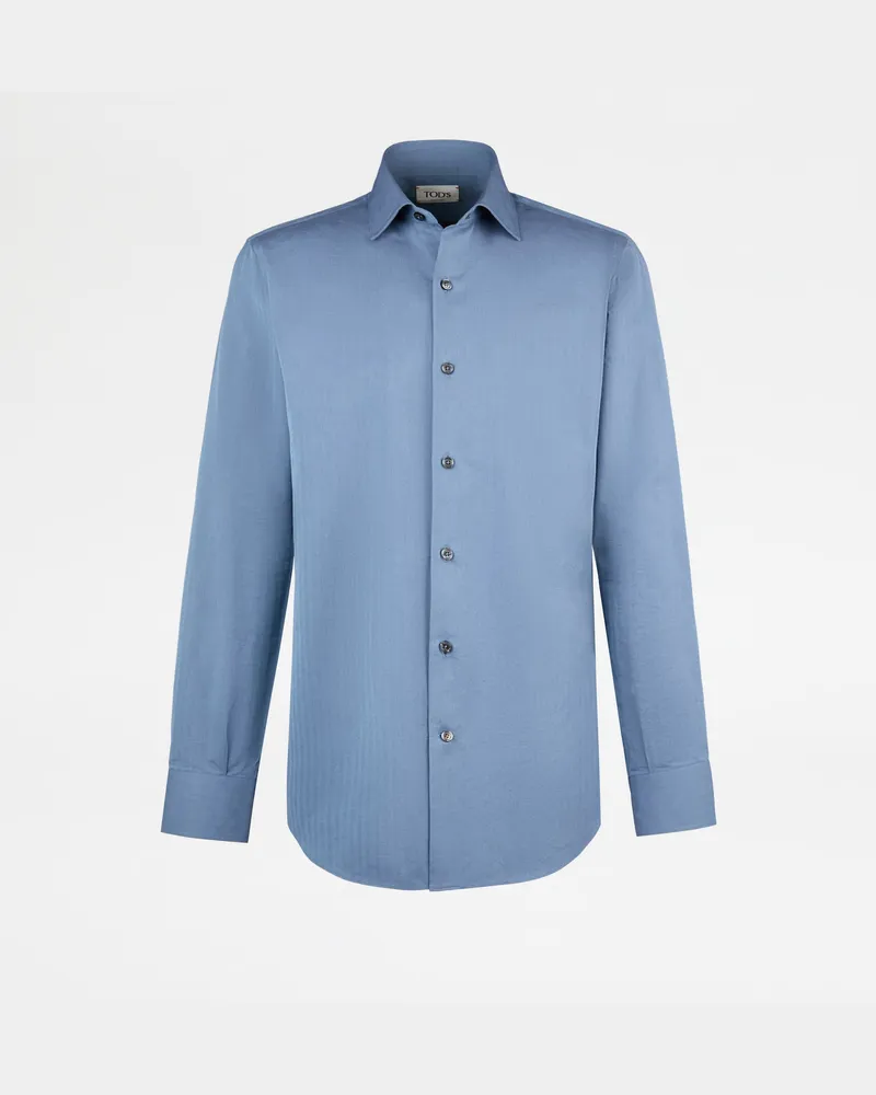 TOD'S Hemd aus Baumwoll-Fischgrätstoff, BLAU, XX - Shirts Blau