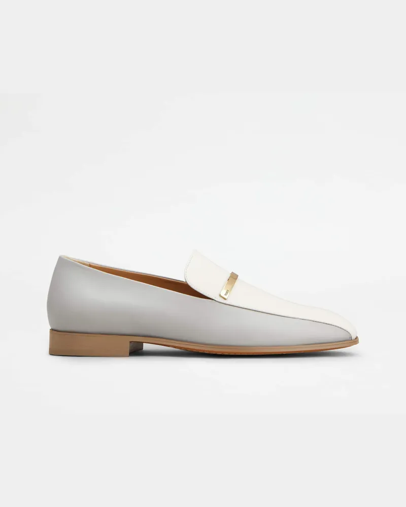 TOD'S Loafers aus Leder, WEISS,GRAU Shoes Weiss