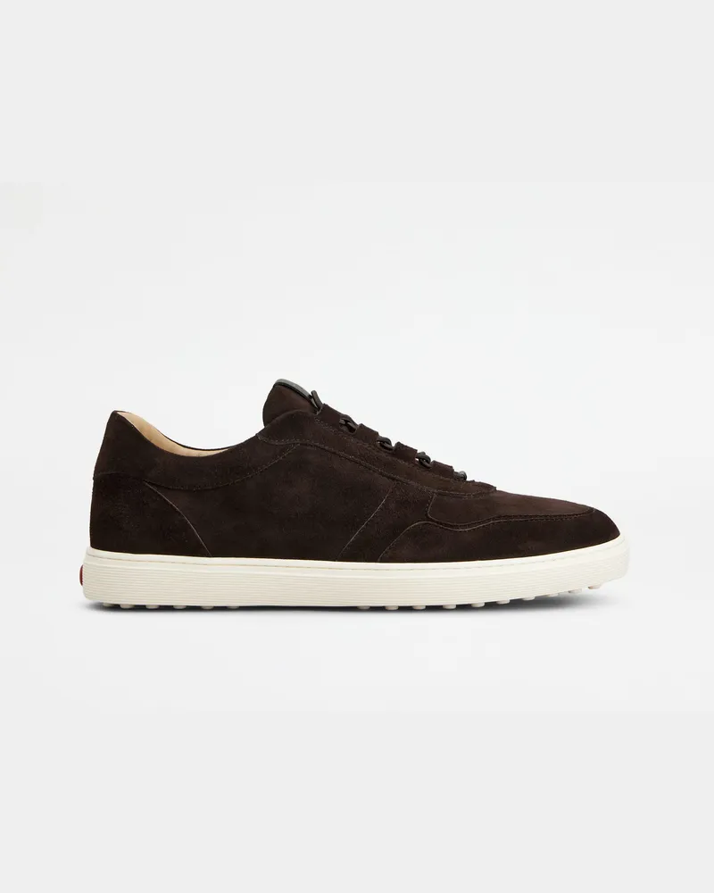 TOD'S Sneakers Red Dot aus Pashmy-Veloursleder, BRAUN Shoes Braun