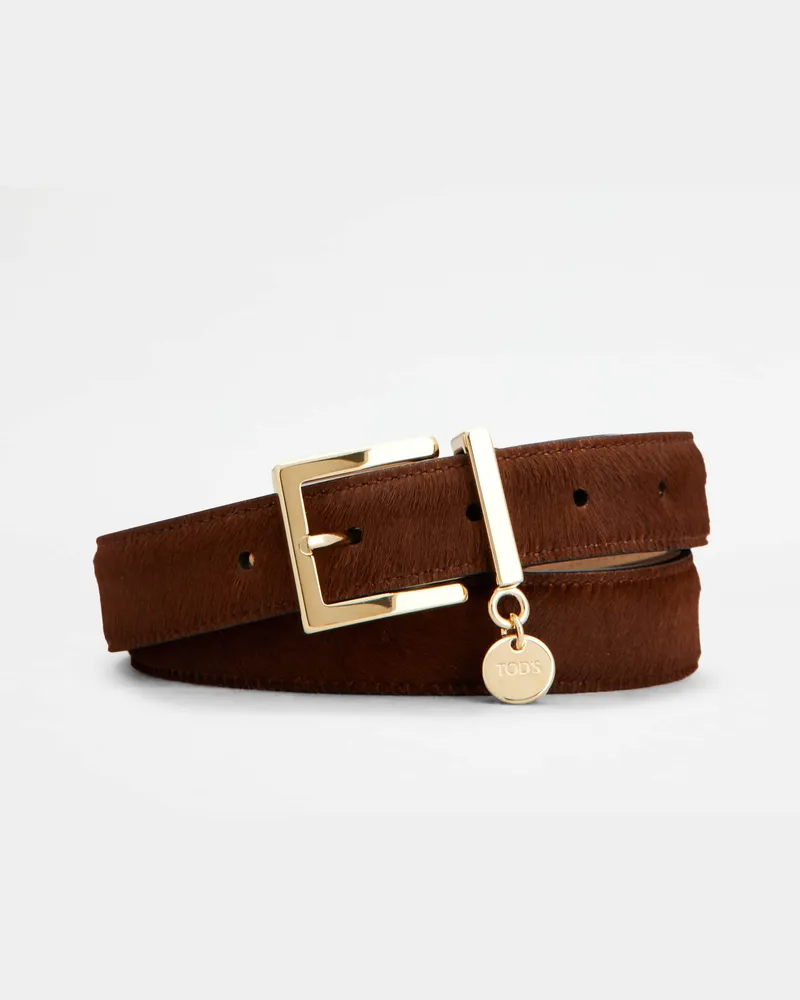 TOD'S Gürtel aus Leder in Ponyfell-Optik, BRAUN, 95 - Belts Braun