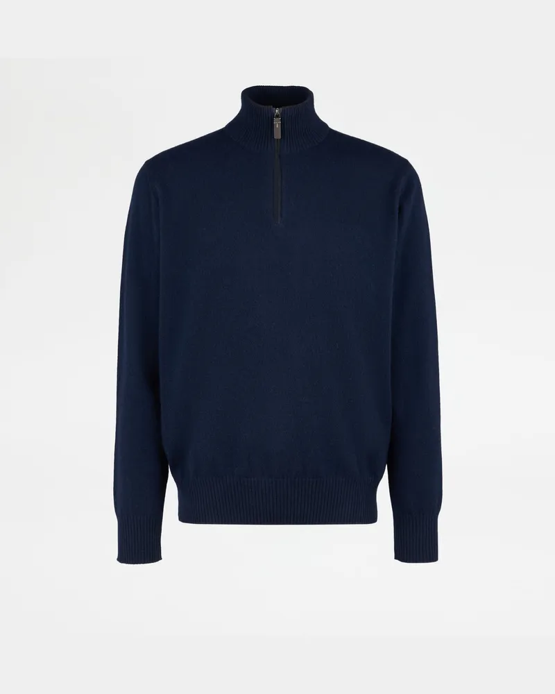 TOD'S Pullover mit halblangem Reißverschluss aus Kaschmir, BLAU Knitwear Blau