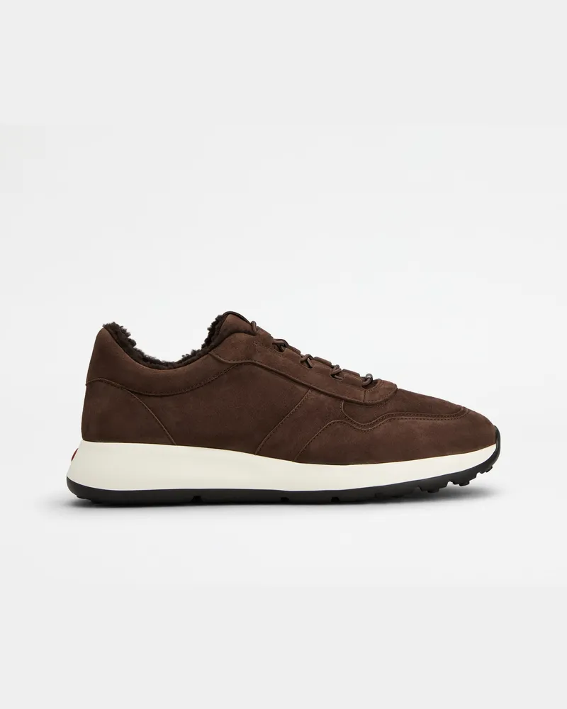 TOD'S Sneakers Red Dot aus Pashmy-Veloursleder, BRAUN Shoes Braun
