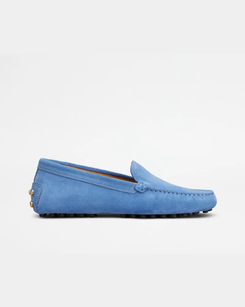 TOD'S Mokassins Gommino Metal Dots aus Veloursleder, HELLBLAU Shoes Hellblau