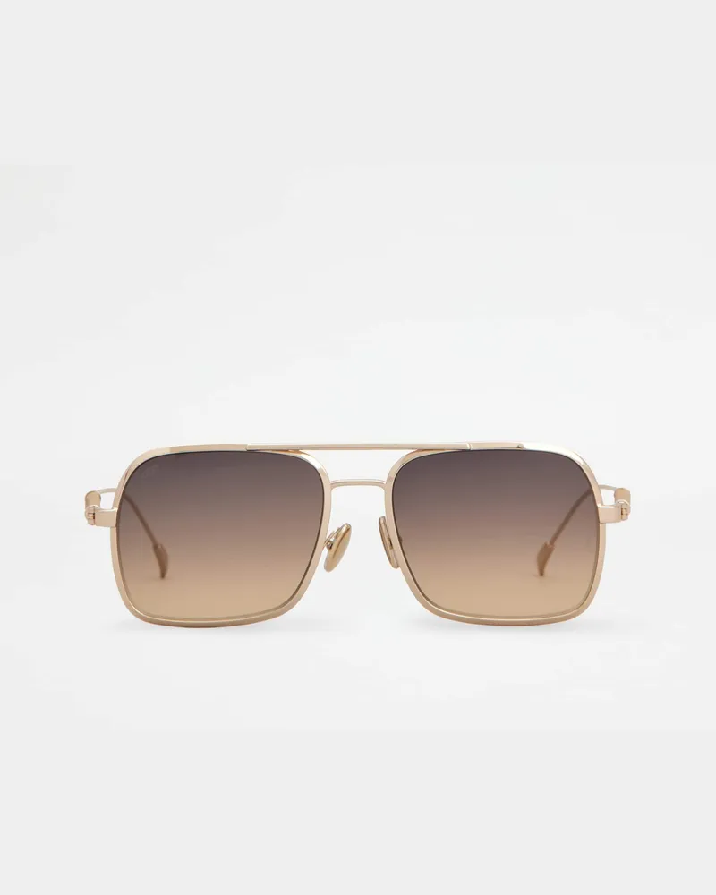 TOD'S Eckige Sonnenbrille mit Lederbügeln, GRAU,  - Sunglasses Grau