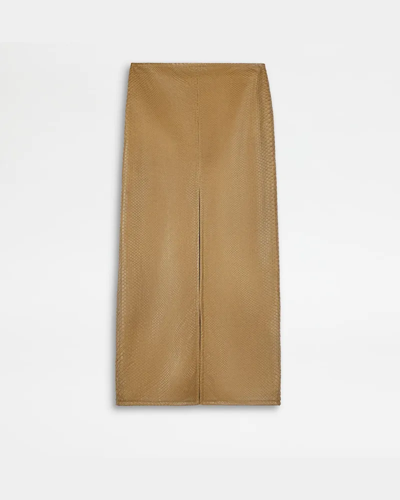 TOD'S Longuette-Rock aus Pythonleder, BEIGE Skirts Beige