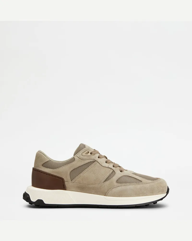 TOD'S Sneakers aus Leder und Stoff, GRAU,BRAUN,BEIGE Shoes Grau