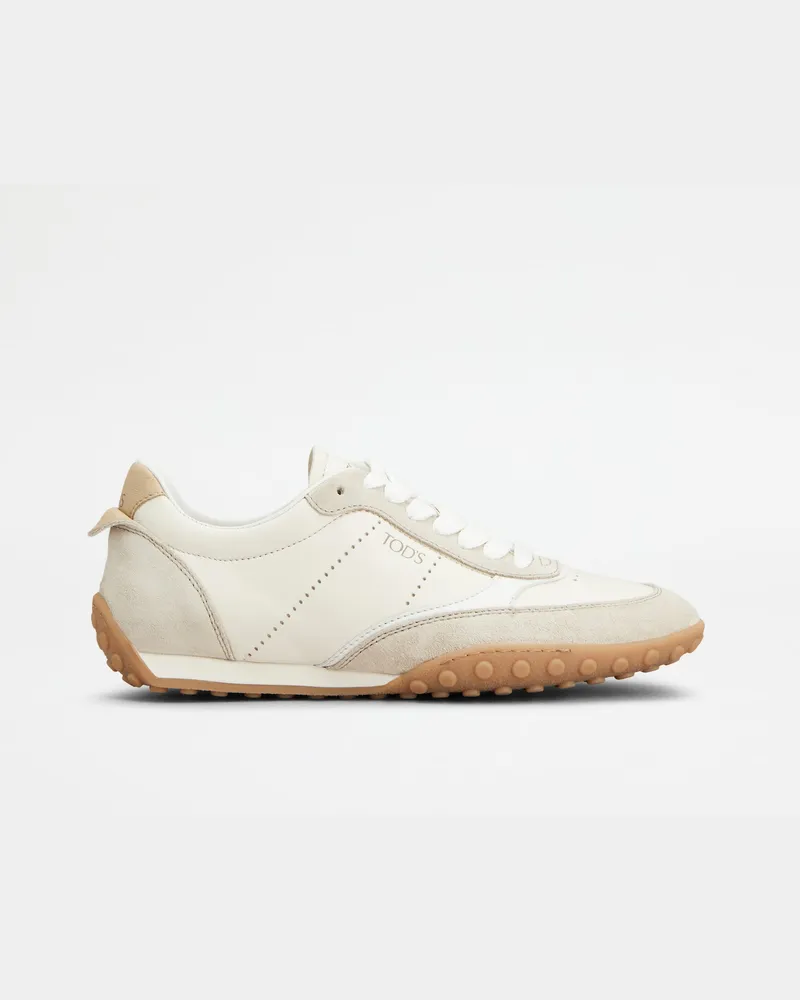 TOD'S Sneakers aus Glatt- und Veloursleder, BEIGE,WEISS Shoes Beige