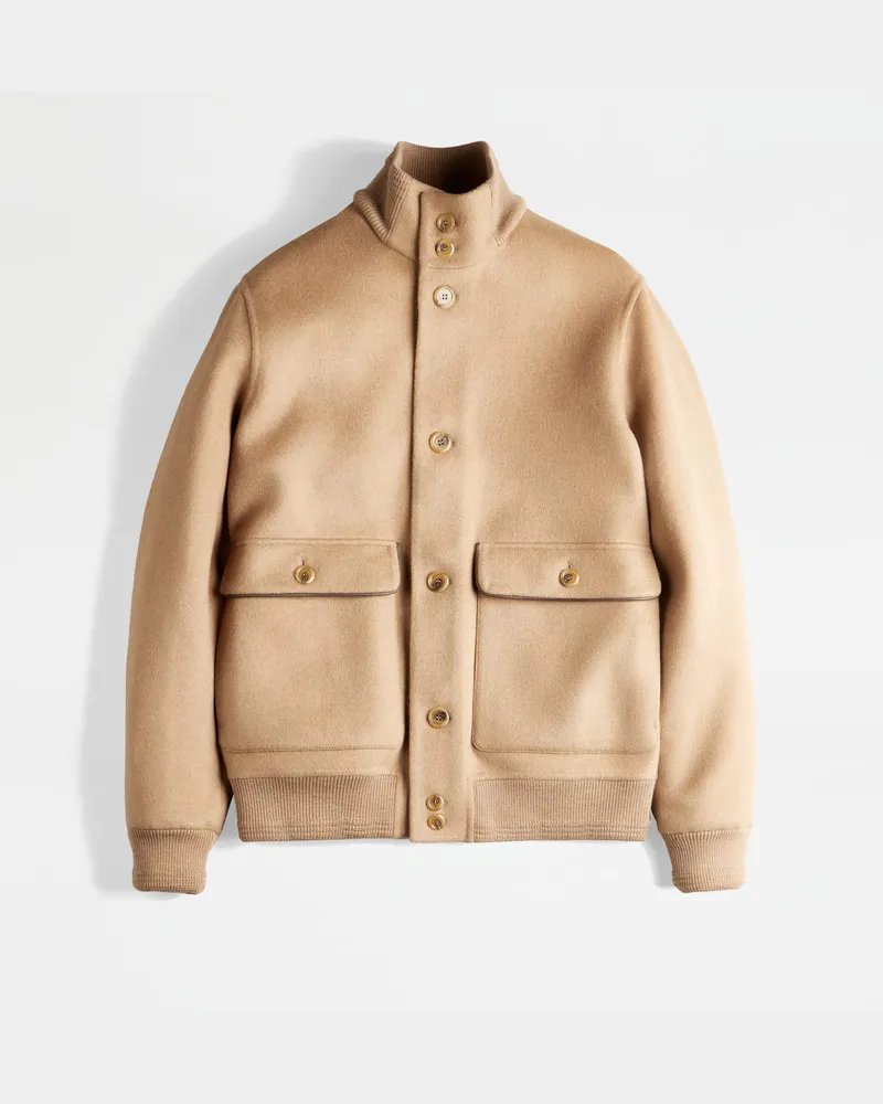 TOD'S Bomberjacke aus Double-Kamelwollstoff, BEIGE, XX - Coat / Trench Beige