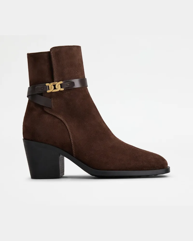 TOD'S Stiefeletten aus Veloursleder, BRAUN Shoes Braun