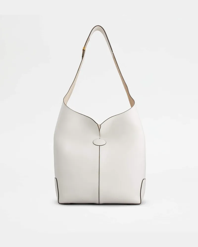 TOD'S Di Bag Folio Schultertasche aus Leder Large, WEISS,  - Bags Weiss