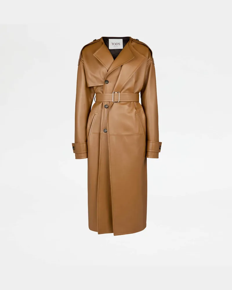 TOD'S Trenchcoat aus Leder Relaxed Fit, BRAUN Coat / Trench Braun