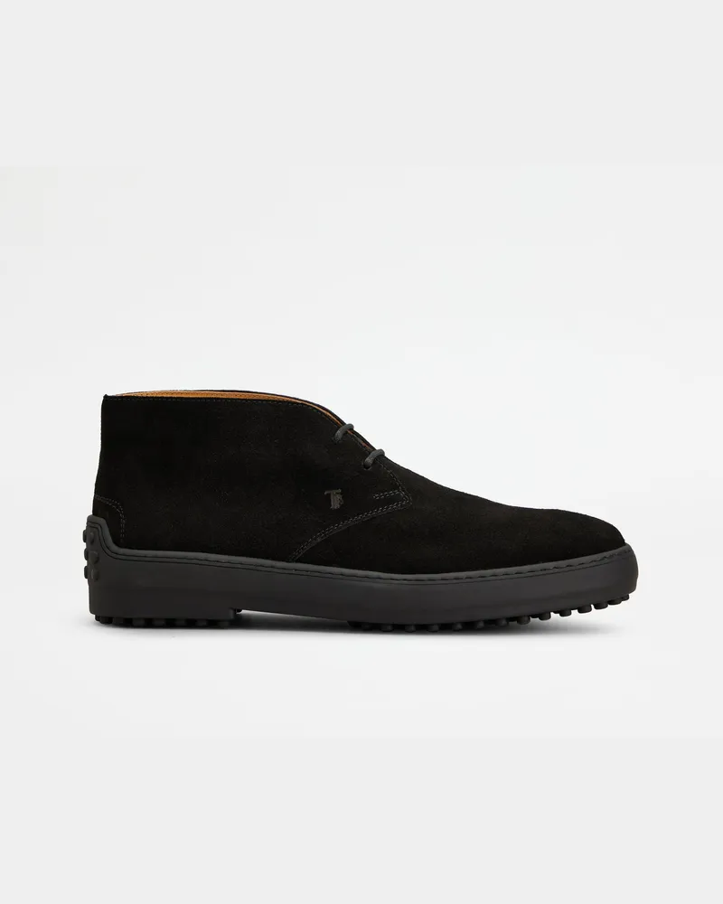 TOD'S Desert Boots Winter Gommino aus Veloursleder, SCHWARZ Shoes Schwarz