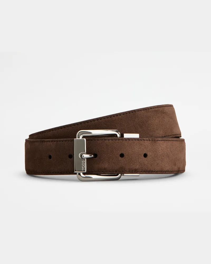 TOD'S Wendbarer Gürtel aus Veloursleder, BRAUN, 95 - Belts Braun