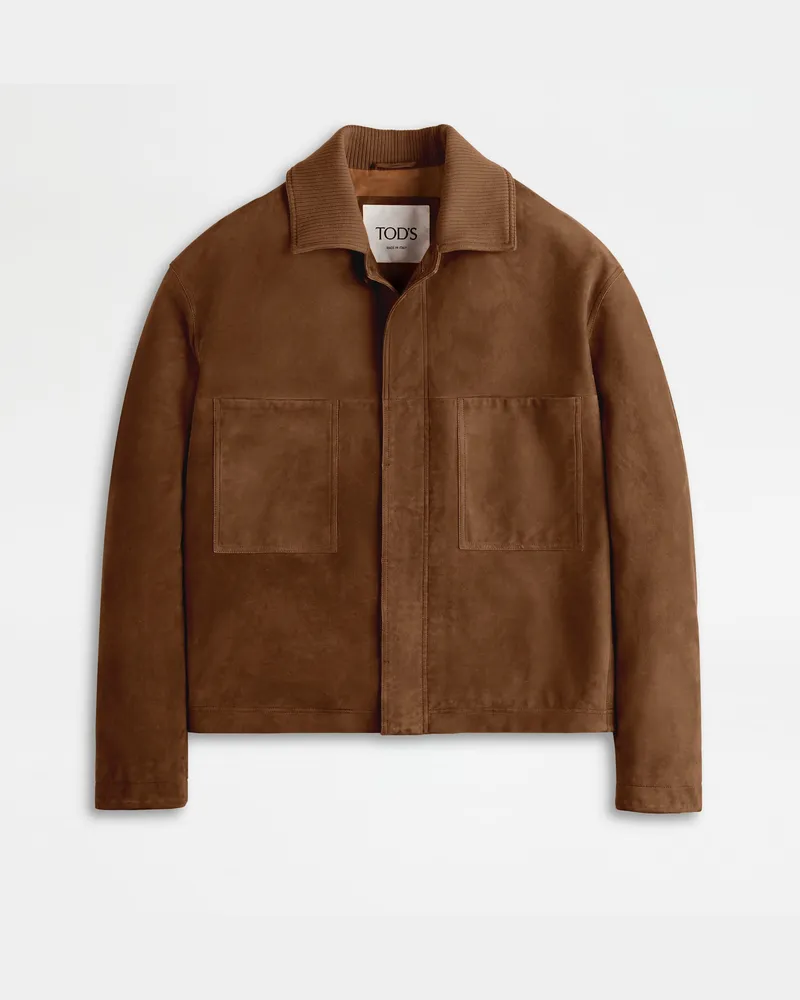 TOD'S Pashmy-Coachjacke aus Veloursleder, BRAUN Coat / Trench Braun