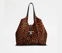 Shopper T Timeless aus Leder in Ponyfell-Optik Medium, BRAUN,ORANGE, - Bags