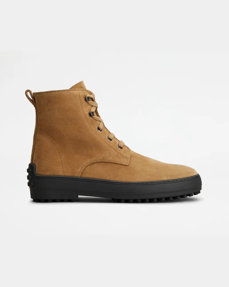 TOD'S Stiefeletten Winter Gommino aus Veloursleder, BRAUN Shoes Braun