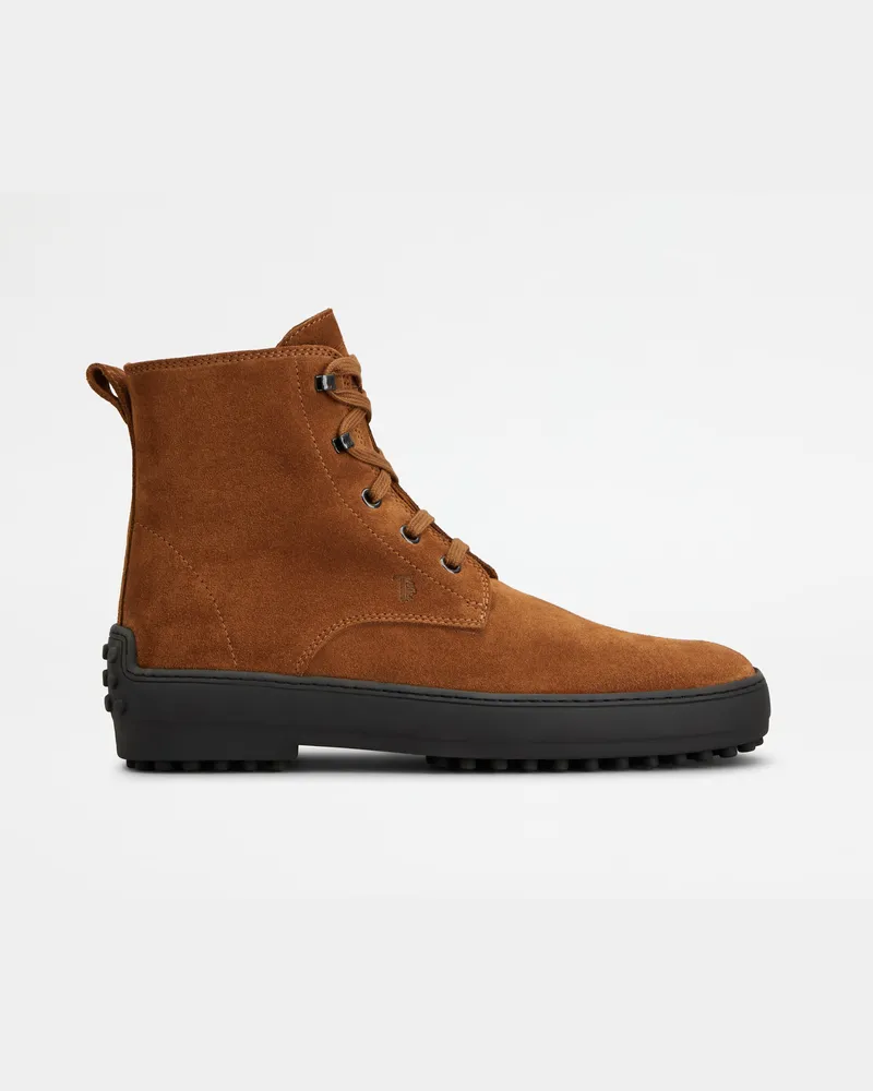 TOD'S Stiefeletten Winter Gommino aus Veloursleder, BRAUN Shoes Braun