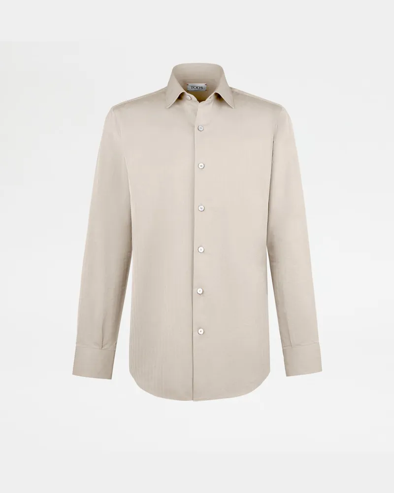TOD'S Hemd aus Baumwoll-Fischgrätstoff, BEIGE, XX - Shirts Beige