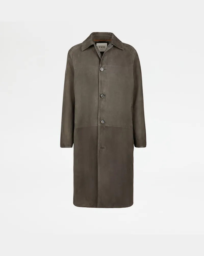 TOD'S Mantel aus Veloursleder, GRAU, XX - Coat / Trench Grau