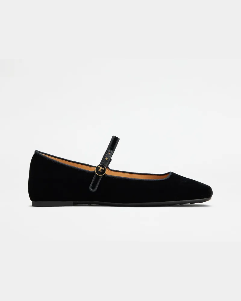 TOD'S Ballerinas aus Samt, SCHWARZ Shoes Schwarz