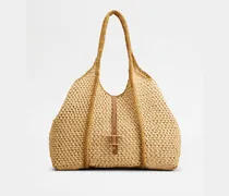 Shopper T Timeless aus Bast Large, BRAUN,NATUR,  - Bags