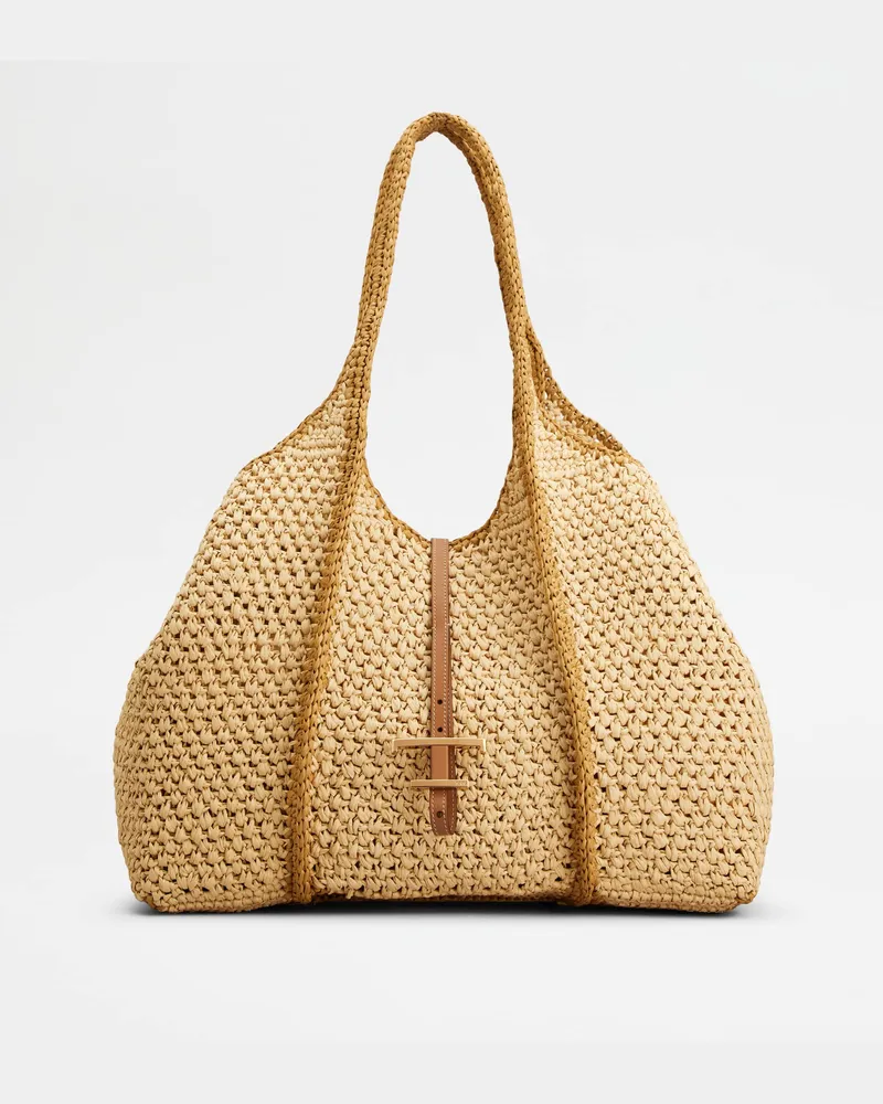 TOD'S Shopper T Timeless aus Bast Large, BRAUN,NATUR,  - Bags Braun
