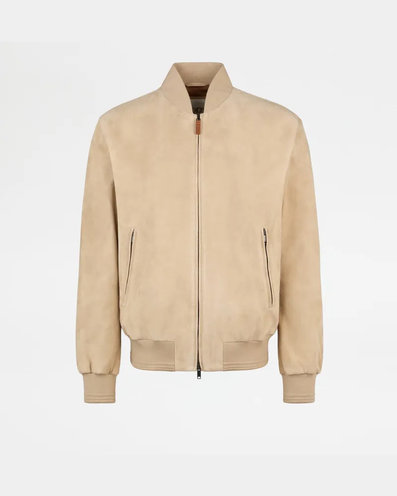 TOD'S Pashmy-Bomberjacke aus Veloursleder, BEIGE Coat / Trench Beige