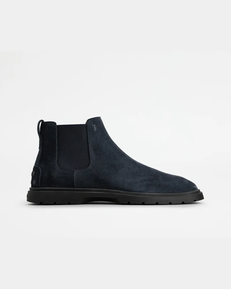 TOD'S Chelsea Boots aus Veloursleder, BLAU Shoes Blau