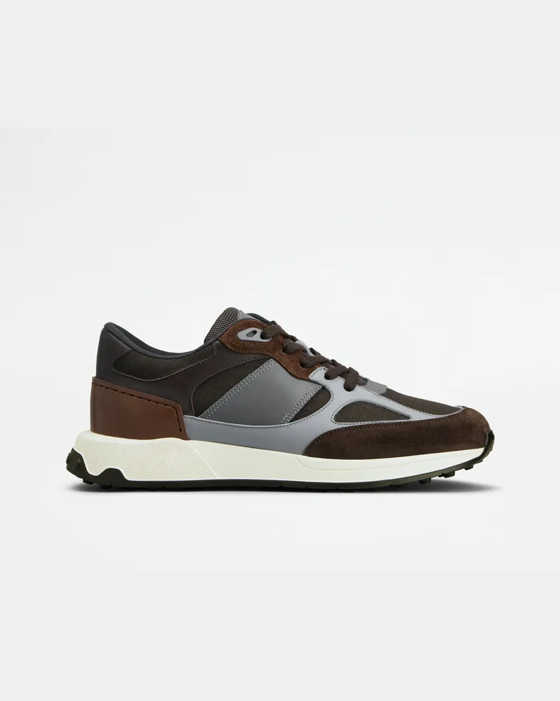 TOD'S Sneakers aus Veloursleder und Glattleder, GRAU,BRAUN Shoes Grau