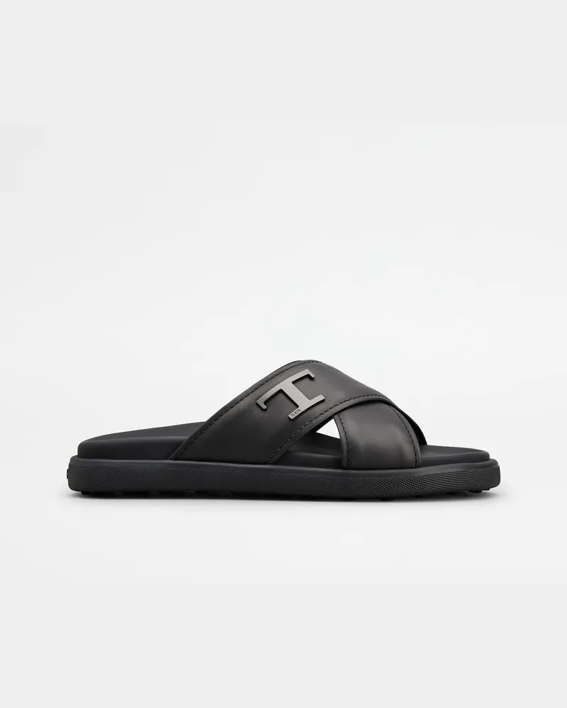 TOD'S Sandalen aus Leder, SCHWARZ Shoes Schwarz