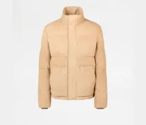 Daunenjacke aus Pashmy-Veloursleder, BEIGE, XX - Coat / Trench