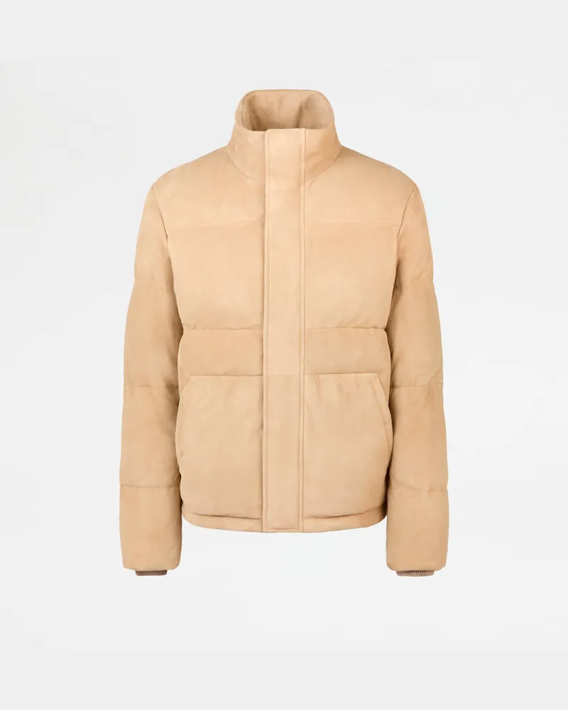 TOD'S Daunenjacke aus Pashmy-Veloursleder, BEIGE, XX - Coat / Trench Beige