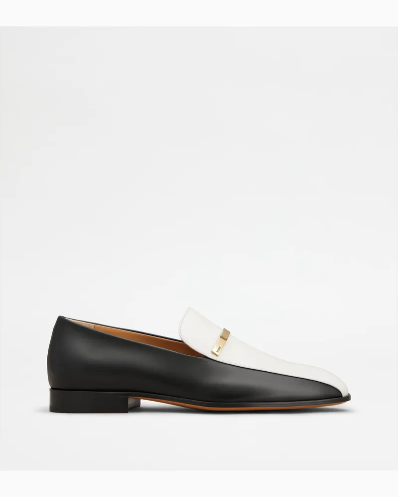 TOD'S Loafers aus Leder, WEISS,SCHWARZ Shoes Weiss