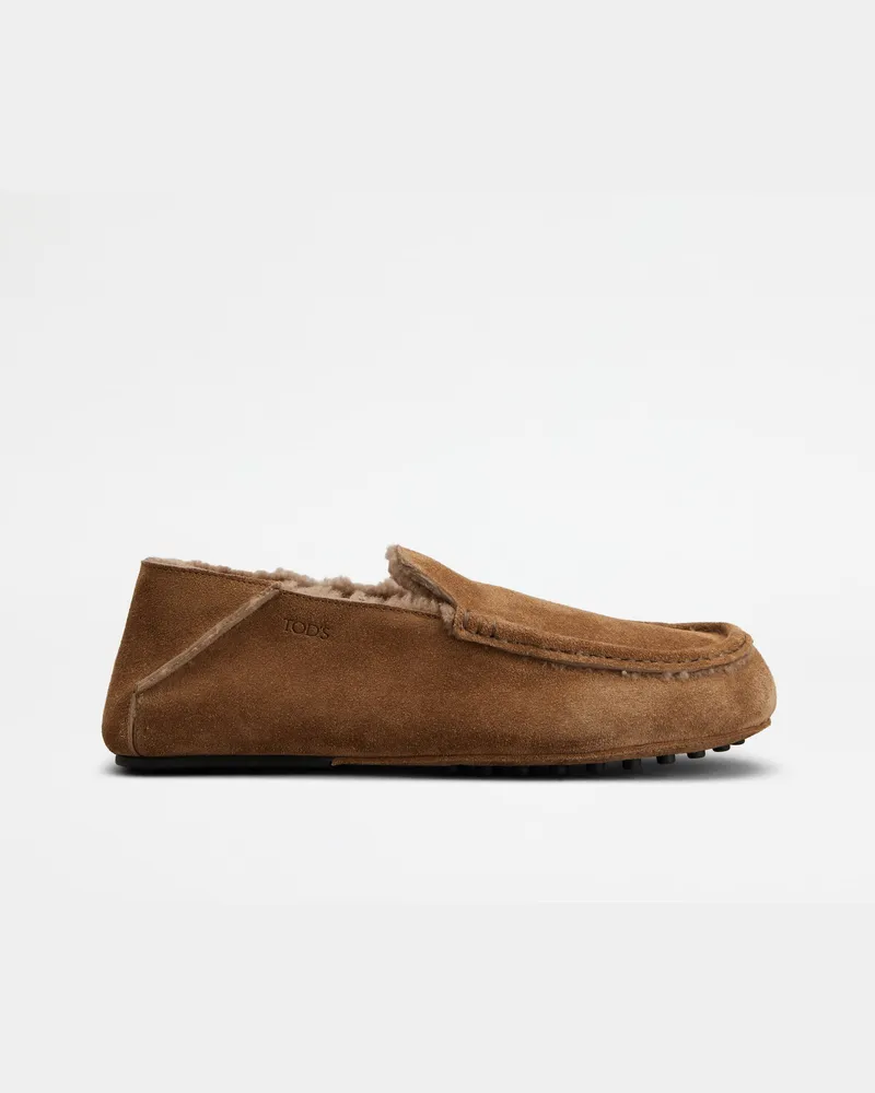 TOD'S Slipper-Loafers aus Veloursleder, BRAUN Shoes Braun