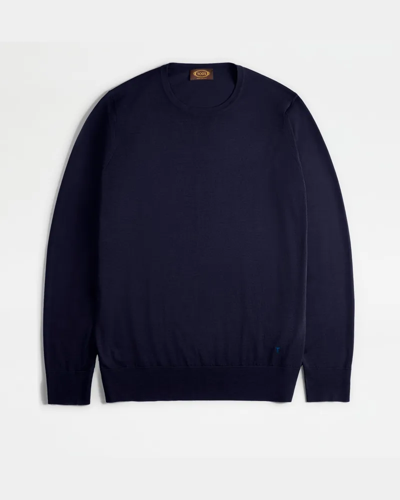 TOD'S Rundhalspullover aus Wolle T15, BLAU, XX - Knitwear Blau