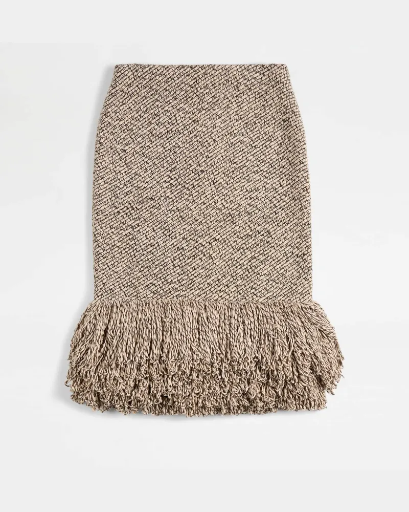TOD'S Rock aus Mouliné-Strick, SCHWARZ,BEIGE Skirts Schwarz